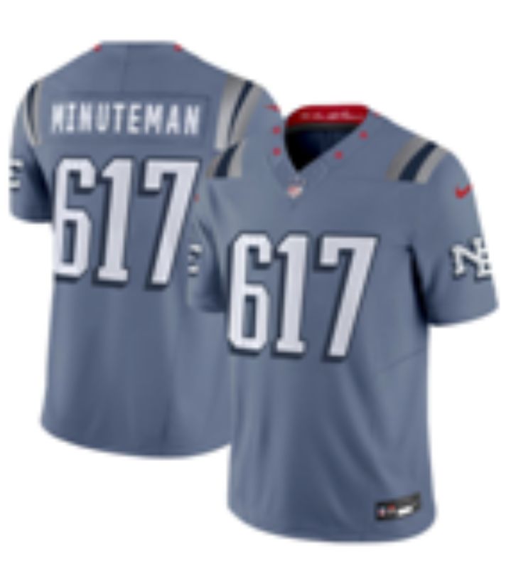 Men 2026 New England Patriots 617 Minuteman blue 5th generation Throwback Nike Limited NFL Jersey style 003->new england patriots->NFL Jersey
